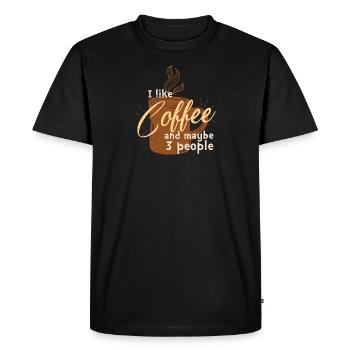 J’aime le café et peut-être 3 personnes - T-shirt Premium bio Homme - noir - Devant - Nico (187cm)