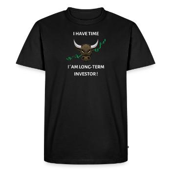 J’ai le temps, je suis un investisseur à long terme - T-shirt Premium bio Homme - noir - Devant - Nico (187cm)