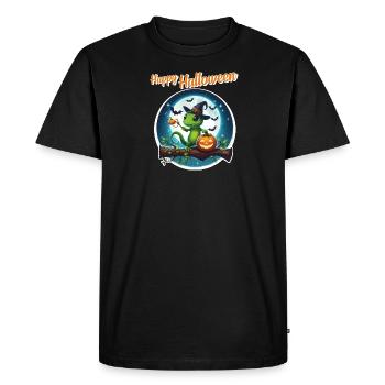 Gecko sorcier - Halloween - T-shirt Premium bio Homme - noir - Devant - Nico (187cm)