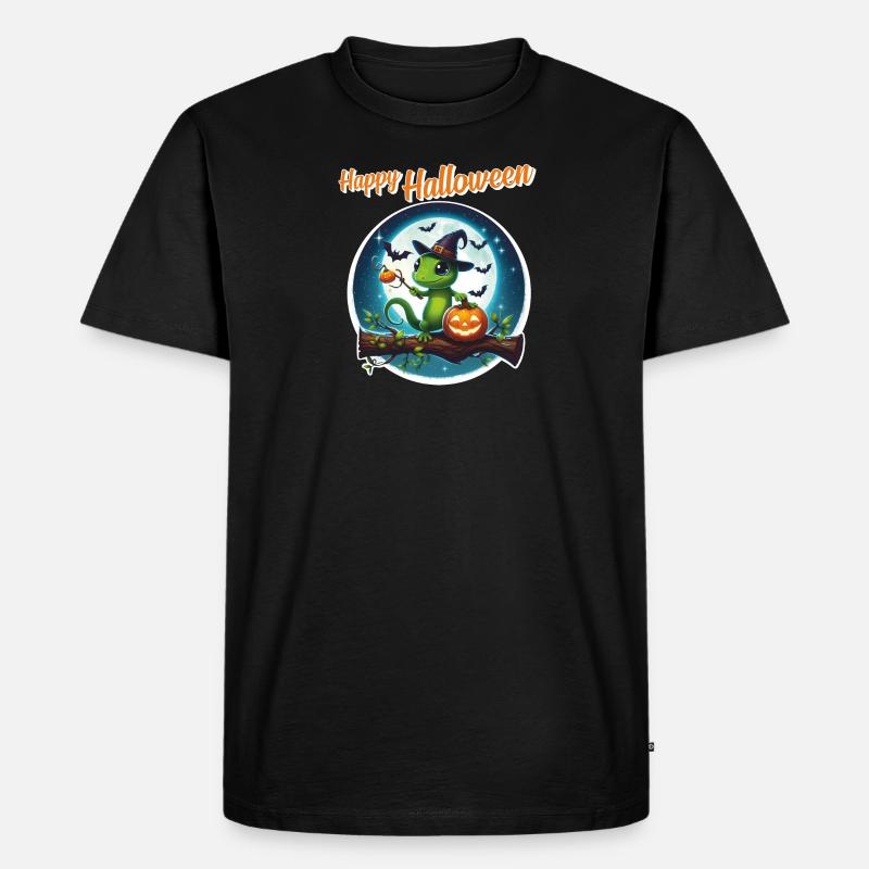 Wizard Gecko - Halloween - Männer Premium Bio T-Shirt - Schwarz