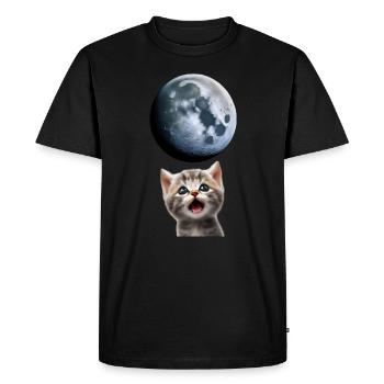 Chat miaulant vers la lune - T-shirt Premium bio Homme - noir - Devant - Nico (187cm)