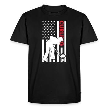 Sport Us Flag Curling - Men's Premium Organic T-Shirt - black - Front - Nico (187cm)
