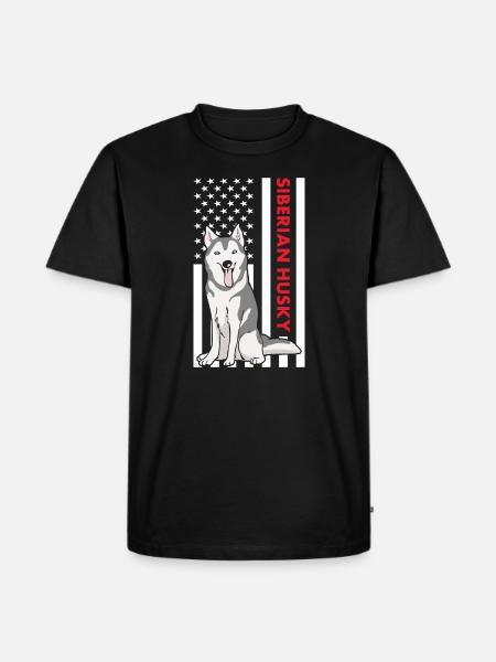 Siberian Husky Us Flag - Men's Premium Organic T-Shirt - black