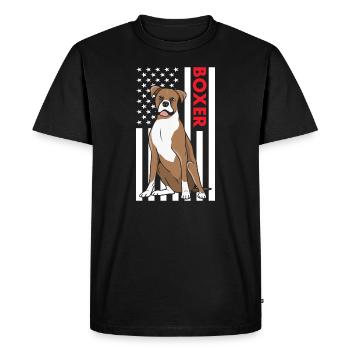Boxer Us Flag - T-shirt Premium bio Homme - noir - Devant - Nico (187cm)