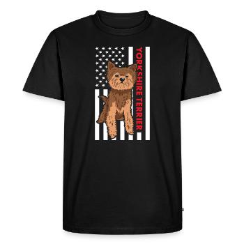 Yorkshire Terrier Us Flag - T-shirt Premium bio Homme - noir - Devant - Nico (187cm)