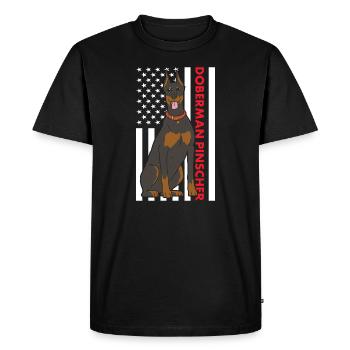 Doberman Pinscher Us Flag - T-shirt Premium bio Homme - noir - Devant - Nico (187cm)