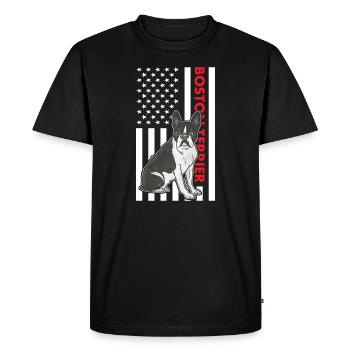 Boston Terrier Us Flag - Men's Premium Organic T-Shirt - black - Front - Nico (187cm)