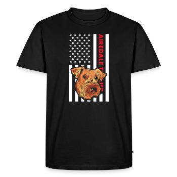 Airedale Terrier Us Flag - Men's Premium Organic T-Shirt - black - Front - Nico (187cm)