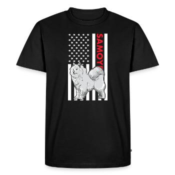 Samoyed Us Flag - Men's Premium Organic T-Shirt - black - Front - Nico (187cm)