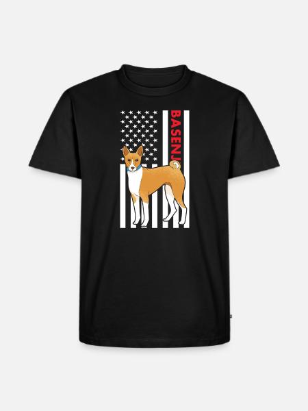 Dog Basenji Us Flag - Men's Premium Organic T-Shirt - black