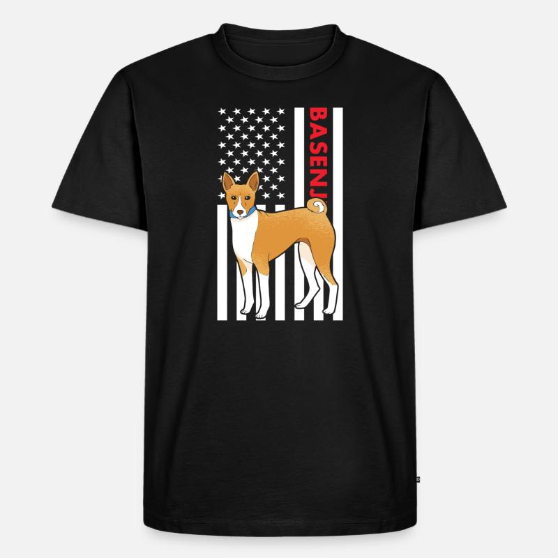 Chien Basenji Us drapeau - T-shirt Premium bio Homme - noir