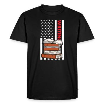 Écrivain Nous Flag Écriture - T-shirt Premium bio Homme - noir - Devant - Nico (187cm)