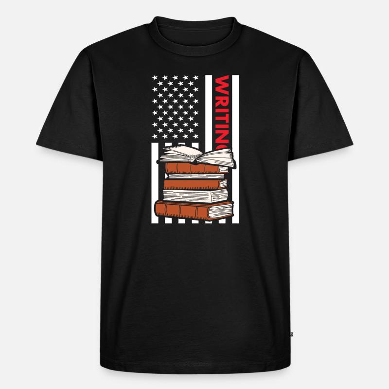 Writer Us Flag Writing - Männer Premium Bio T-Shirt - Schwarz
