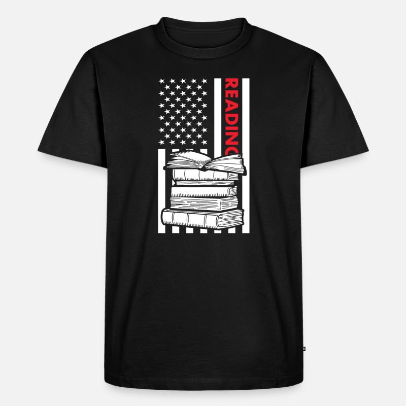 Reader Us Flag Reading - Men's Premium Organic T-Shirt - black