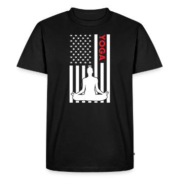 Yogi Us Flag Yoga - T-shirt Premium bio Homme - noir - Devant - Nico (187cm)