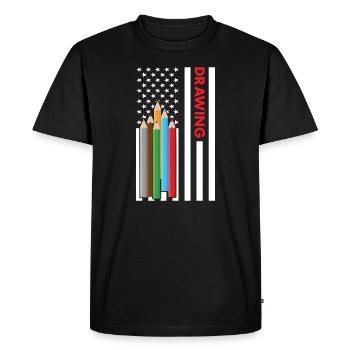 Drawer Us Flag Drawing - Men's Premium Organic T-Shirt - black - Front - Nico (187cm)