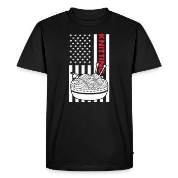 Knitter Us Flag Knitting - Men's Premium Organic T-Shirt - black - Front - Nico (187cm)