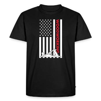 Menuisier Us Drapeau Travail du bois - T-shirt Premium bio Homme - noir - Devant - Nico (187cm)