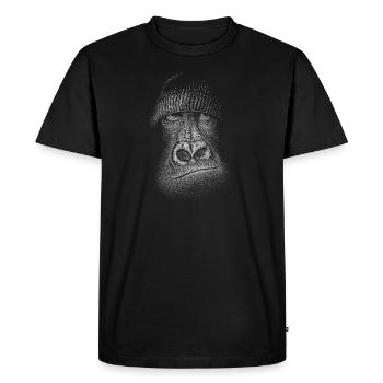 Gorilla with a woolly hat! Ape Illustration - Men's Premium Organic T-Shirt - black - Front - Nico (187cm)