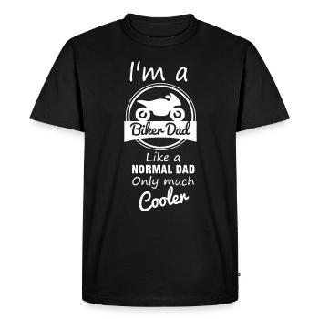 Biker dad - daddy - motorbike - gift - Men's Premium Organic T-Shirt - black - Front - Nico (187cm)
