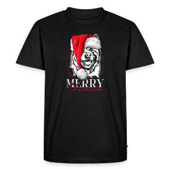 Père Noël américain Akita joyeux Noël chien Wilsigns - T-shirt Premium bio Homme - noir - Devant - Nico (187cm)