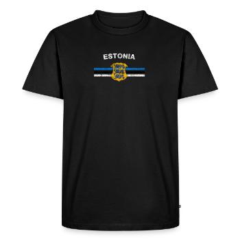 Drapeau estonien T-shirt - Badges estoniens et Estonie Fl - T-shirt Premium bio Homme - noir - Devant - Nico (187cm)
