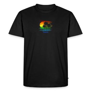 Miami Floride LGBTQ Rainbow Flag Pride Artistique - T-shirt Premium bio Homme - noir - Devant - Nico (187cm)