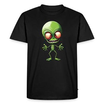 Green Alien: Giant Head from Space - Men's Premium Organic T-Shirt - black - Front - Nico (187cm)