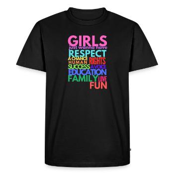 Women's Day - GIRLS Respect Human Rights - Men's Premium Organic T-Shirt - black - Front - Nico (187cm)