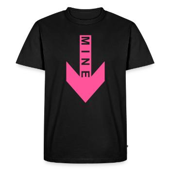 Mine arrow pink down - Men's Premium Organic T-Shirt - black - Front - Nico (187cm)