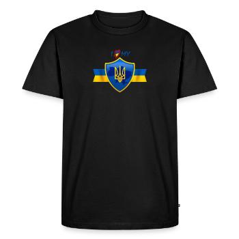 I lovemy country, Ukraine, t-shirt - Men's Premium Organic T-Shirt - black - Front - Nico (187cm)