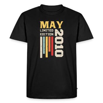 Mai 2010 - Cadeau anniversaire né en Mai 2010 Mai - T-shirt Premium bio Homme - noir - Devant - Nico (187cm)