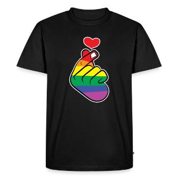 Heart Rainbow Love Freedom of Expression Peace - Men's Premium Organic T-Shirt - black - Front - Nico (187cm)