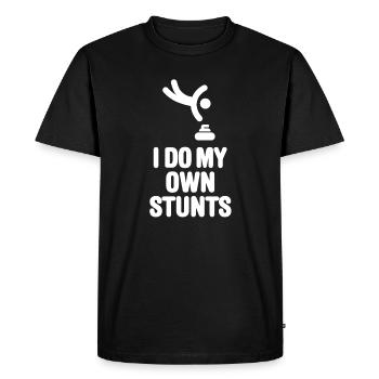 Jeux de curling amusants 'JE FAIS MES PROPRES CASCADES' - T-shirt Premium bio Homme - noir - Devant - Nico (187cm)