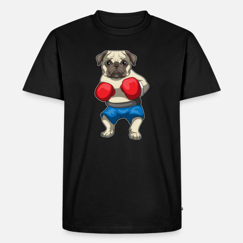 Mops Boxer Boxhandschuhe Boxen - Männer Premium Bio T-Shirt - Schwarz