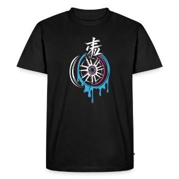 Jante JDM fondante avec kanji – style d’accord - T-shirt Premium bio Homme - noir - Devant - Nico (187cm)