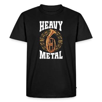 Heavy Metal Tenorhorn mit Notenkranz - Männer Premium Bio T-Shirt - Schwarz - Vorne - Nico (187cm)