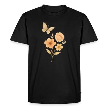 Fleurs pastel avec papillon - T-shirt Premium bio Homme - noir - Devant - Nico (187cm)
