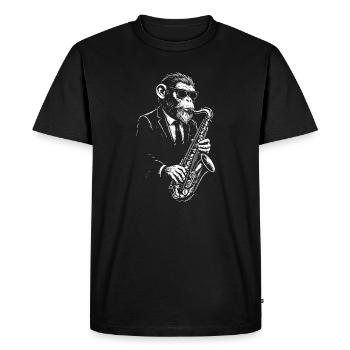 Saxophone Jazz Singe en Costume - T-shirt Premium bio Homme - noir - Devant - Nico (187cm)