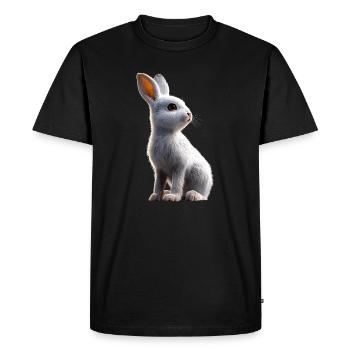 Lapin de montagne Lièvre arctique Labiin albinos Lapin blanc - T-shirt Premium bio Homme - noir - Devant - Nico (187cm)