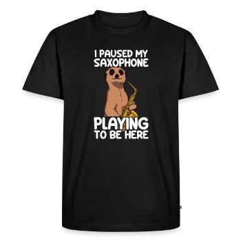 J’ai arrêté mon saxophone en jouant - T-shirt Premium bio Homme - noir - Devant - Nico (187cm)