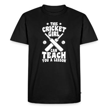 Cricketer - Men's Premium Organic T-Shirt - black - Front - Nico (187cm)
