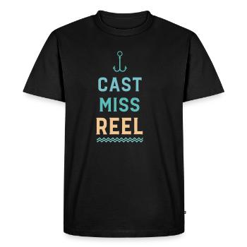 Anchor and Waves Cast Miss Reel - Men's Premium Organic T-Shirt - black - Front - Nico (187cm)