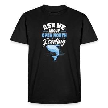 Posez-moi des questions sur l’alimentation à bouche ouverte du bleu bossu - T-shirt Premium bio Homme - noir - Devant - Nico (187cm)