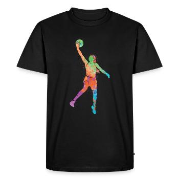 Joueur de basket-ball Dunking Enfants Basketball Girl - T-shirt Premium bio Homme - noir - Devant - Nico (187cm)