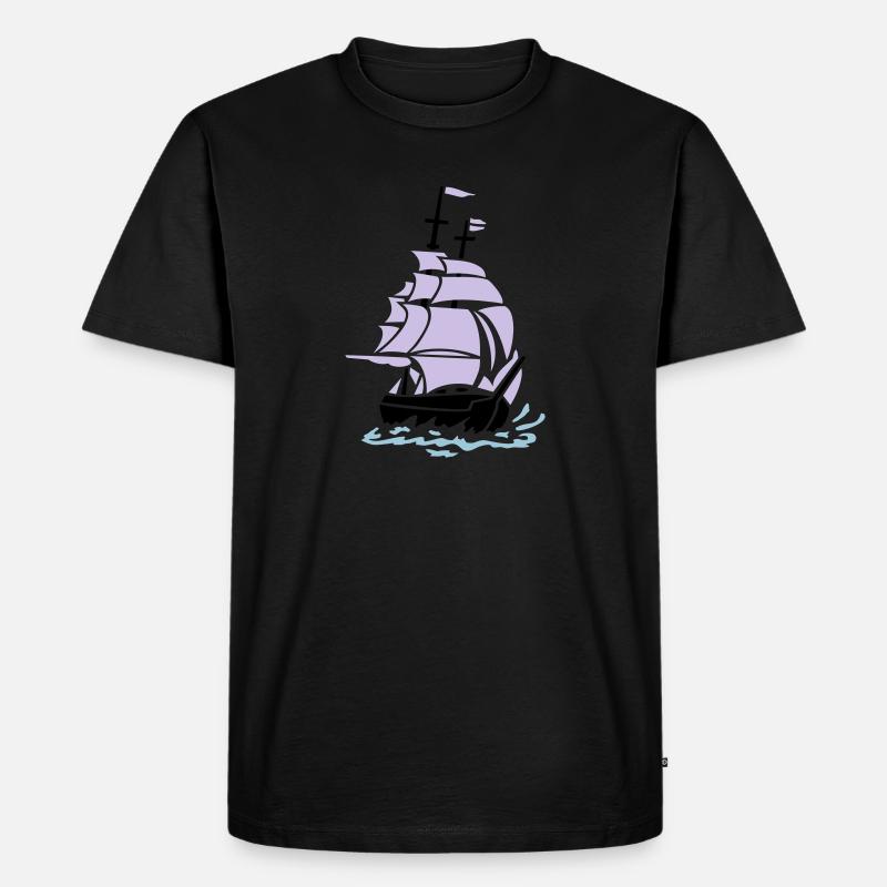Segelschiff Karavellenboot - Männer Premium Bio T-Shirt - Schwarz