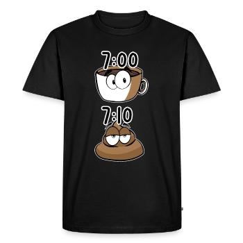 Caca de café le matin - T-shirt Premium bio Homme - noir - Devant - Nico (187cm)