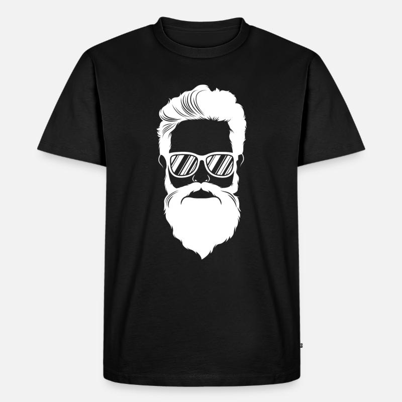 hipster kopf bart cool - Männer Premium Bio T-Shirt - Schwarz
