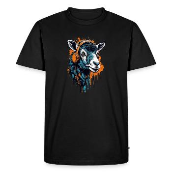 Sheep with Headphones - Men's Premium Organic T-Shirt - black - Front - Nico (187cm)