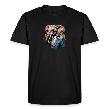 Éléphant en costume - T-shirt Premium bio Homme - noir - Devant - Nico (187cm)